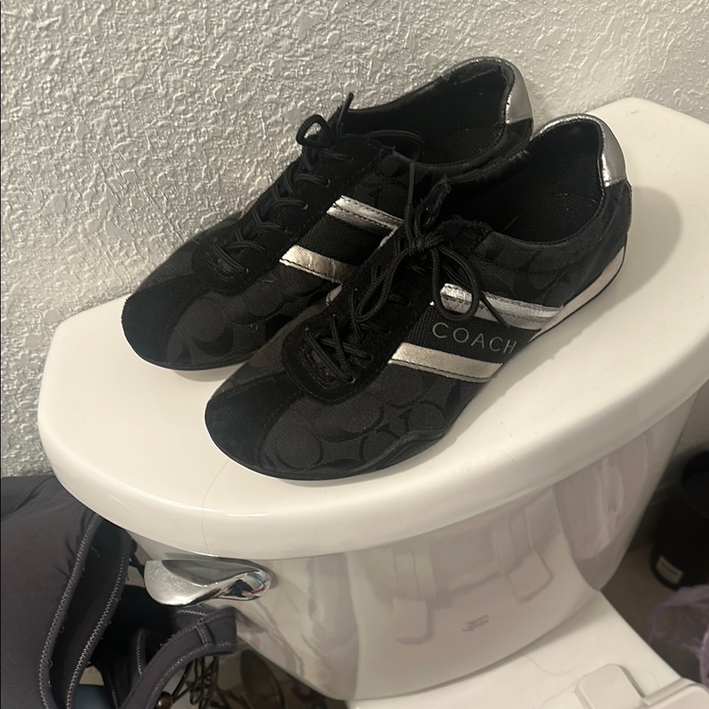 Coach Black and Silver Sneakers
